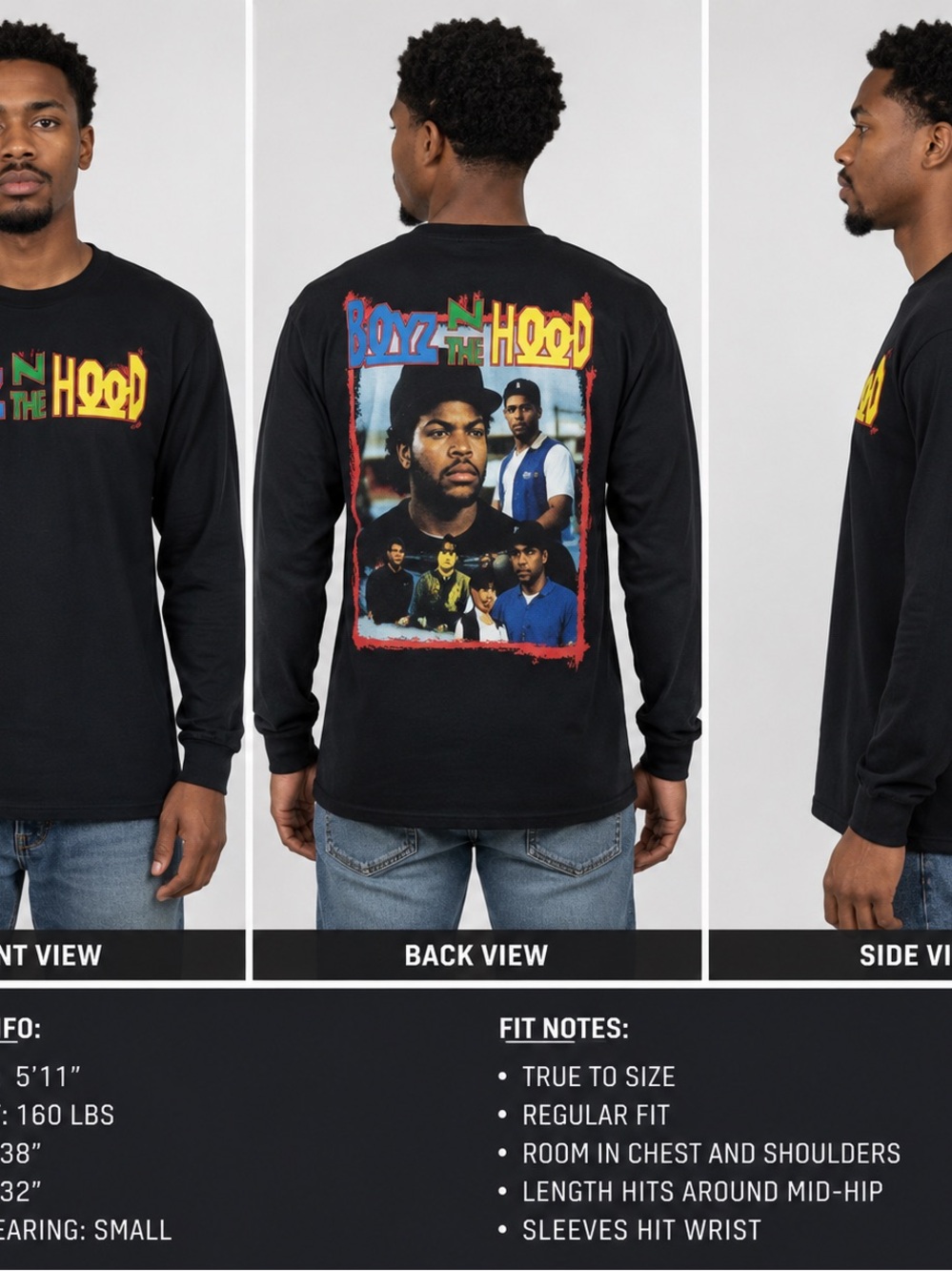 Boyz N The Hood Officially Licensed Long Sleeve Graphic Tee S  Cotton Columbia
